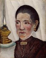 Henri Rousseau  - Bilder Gemälde - Portrait of the Artist's Second Wife with a Lamp