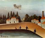 Henri Rousseau  - Bilder Gemälde - The Fishermen and the Biplane