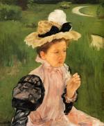 Mary Cassatt  - Peintures - Portrait d'une jeune fille 