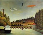 Henri Rousseau  - Bilder Gemälde - View of the Bridge at Sevres