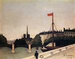 Henri Rousseau  - Bilder Gemälde - View of the Ile Saint-Louis from the Quai Henri IV