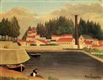 Henri Rousseau  - Bilder Gemälde - Village near a Factory