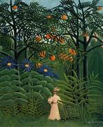 Henri Rousseau  - Bilder Gemälde - Woman Walking in an Exotic Forest
