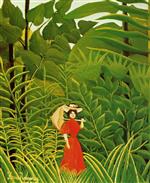 Bild:Woman with an Umbrella in an Exotic Forest