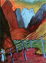 Marianne von Werefkin - Bilder Gemälde - Lovers, Vineyard