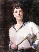Marianne von Werefkin  - Bilder Gemälde - Self-Portrait in a Sailor's Blouse