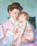 Mary Cassatt  - Peintures - Bébé endormi