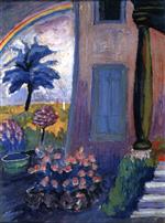 Bild:St. Prex, Doorway, Garden with Rainbow