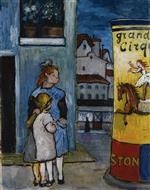 Marianne von Werefkin  - Bilder Gemälde - Two Children in front of a Billboard for Grand Cirque