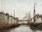 Eugene Boudin - Bilder Gemälde - A Dutch Canal