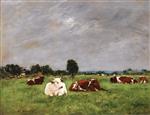 Eugene Boudin - Bilder Gemälde - A Meadow, Morning