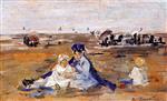 Eugene Boudin - Bilder Gemälde - A Nanny on the Beach