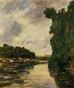 Eugene Boudin - Bilder Gemälde - A River near Abbeville