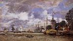 Eugene Boudin - Bilder Gemälde - Antwerp, Boats on the River Scheldt