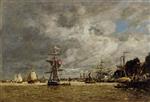 Eugene Boudin - Bilder Gemälde - Anvers, Boats on the Escaut