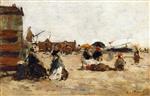 Eugene Boudin  - Bilder Gemälde - Beach Scene