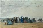 Eugene Boudin  - Bilder Gemälde - Beach Scene at Low Tide