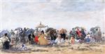 Eugene Boudin  - Bilder Gemälde - Beach Scene at Trouville