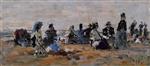 Eugene Boudin  - Bilder Gemälde - Beach Scene at Trouville, Evening