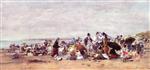 Eugene Boudin  - Bilder Gemälde - Beach Scene at Trouville-2