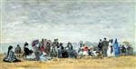 Eugene Boudin  - Bilder Gemälde - Beach Scene at Trouville