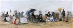 Eugene Boudin  - Bilder Gemälde - Beach Scene, Trouville