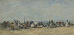 Eugene Boudin  - Bilder Gemälde - Beach Scene, Trouville
