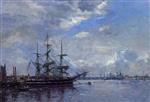 Eugene Boudin  - Bilder Gemälde - Belgique - L'Escaut, Tournant