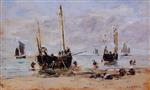 Eugene Boudin  - Bilder Gemälde - Berck, Fishermen at Low Tide