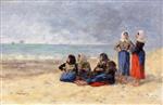 Eugene Boudin  - Bilder Gemälde - Berck, Group of Fisherwomen