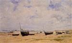 Eugene Boudin  - Bilder Gemälde - Berck, the Beach at Low Tide