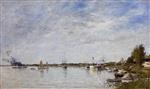 Eugene Boudin  - Bilder Gemälde - Boat Construction Docks at Lormont