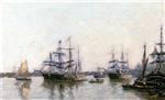 Eugene Boudin  - Bilder Gemälde - Boats on the Garonne, Bordeaux