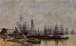 Eugene Boudin  - Bilder Gemälde - Bordeaux, the Port-3