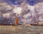 Eugene Boudin  - Bilder Gemälde - Bortreux, the Port