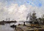 Eugene Boudin  - Bilder Gemälde - Boulogne-sur-Mer, the Harbor, the Ferry Dock
