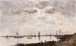 Eugene Boudin  - Bilder Gemälde - Brest, Boats in the Harbor