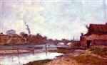 Eugene Boudin  - Bilder Gemälde - Bridge on the River Touques at Deauville