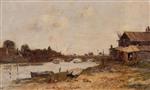 Eugene Boudin  - Bilder Gemälde - Bridge over the Touques at Deauville