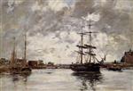 Eugene Boudin  - Bilder Gemälde - Bridge over the Touques