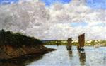 Eugene Boudin  - Bilder Gemälde - Brittany, Sailboats in the Bay