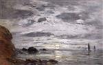 Eugene Boudin  - Bilder Gemälde - Brittany, Sunset over the Sea