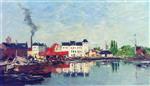 Eugene Boudin  - Bilder Gemälde - Brussels, the Commercial Harbor