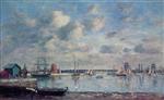 Eugene Boudin  - Bilder Gemälde - Camaret, Boats in the Harbor