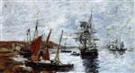 Eugene Boudin  - Bilder Gemälde - Camaret, Boats on the Shore