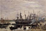 Eugene Boudin  - Bilder Gemälde - Camaret, Fishing Boats at Dock
