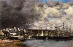 Eugene Boudin  - Bilder Gemälde - Camaret, the Harbor