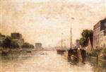 Eugene Boudin  - Bilder Gemälde - Canal Saint-Denis, Paris