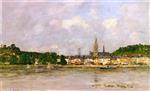 Eugene Boudin  - Bilder Gemälde - Caudebec-en faux, The Quay on the Seine