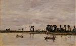 Eugene Boudin  - Bilder Gemälde - Caudebec-en-Caux, Banks of the Seine